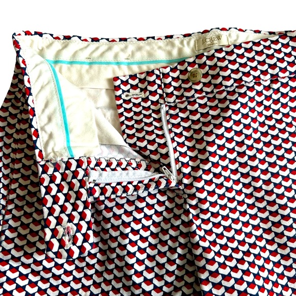 Women's J.Crew Red/Blue/White Geometric Print Shorts Size 0 - Picture 4 of 11